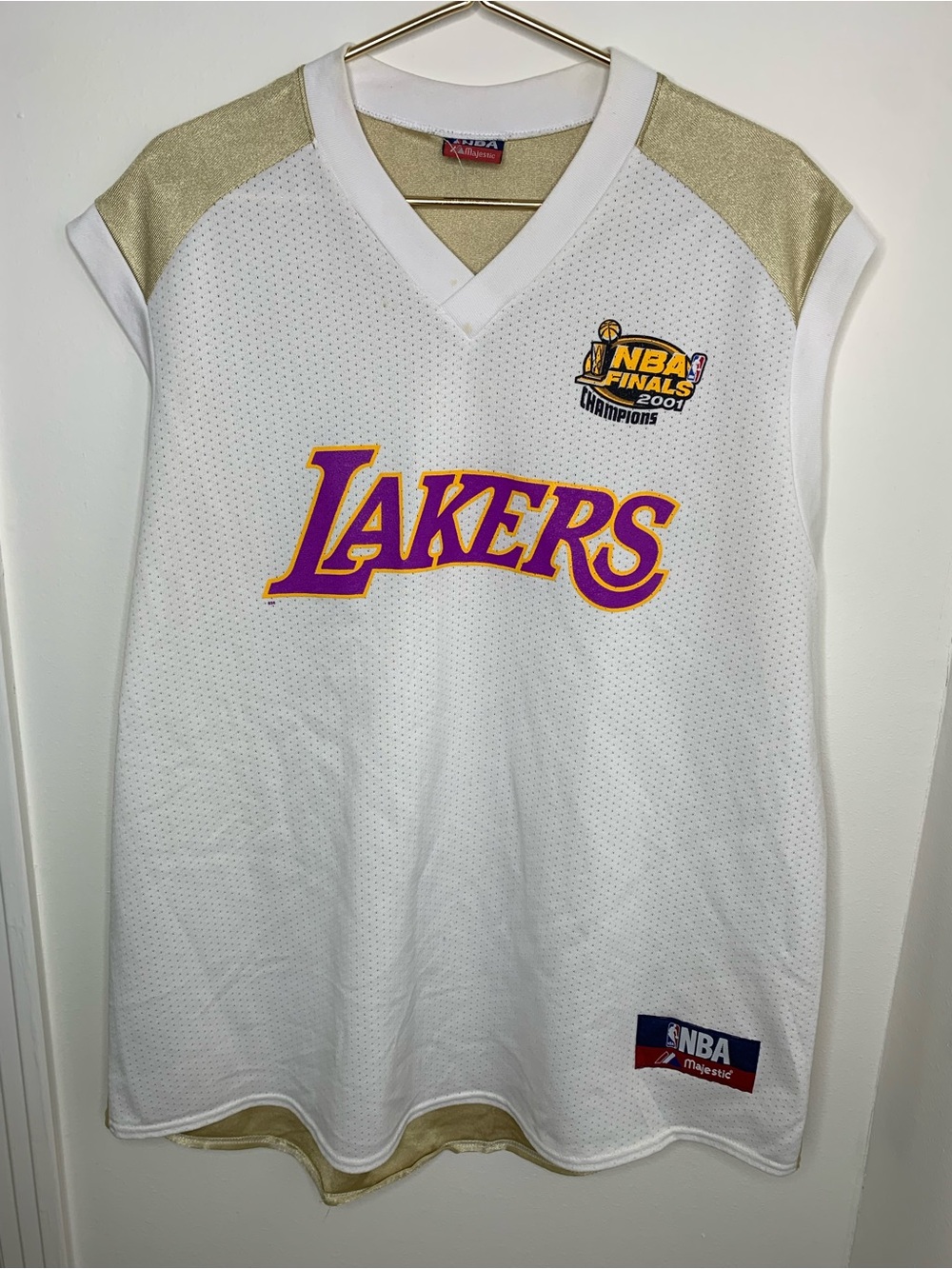Kobe Bryant jersey #8 LA Lakers XXL White Gold 2001 NBA Finals Jersey Mahestic
